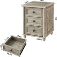 thumbnail image 2 of YEXJ 18" Farmhouse Night Stand, Wood Nightstand with 3 Drawers, Bedside End Table with Storage and Roman Column, Bed Side Tables Cabinet for Bedroom, Living Room, and Closet-3 Drawers-Gray Oak, 2 of 8
