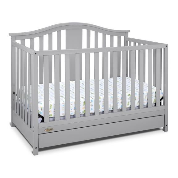 Graco Solano 4-in-1 Convertible Baby Crib with Drawer, Pebble Gray