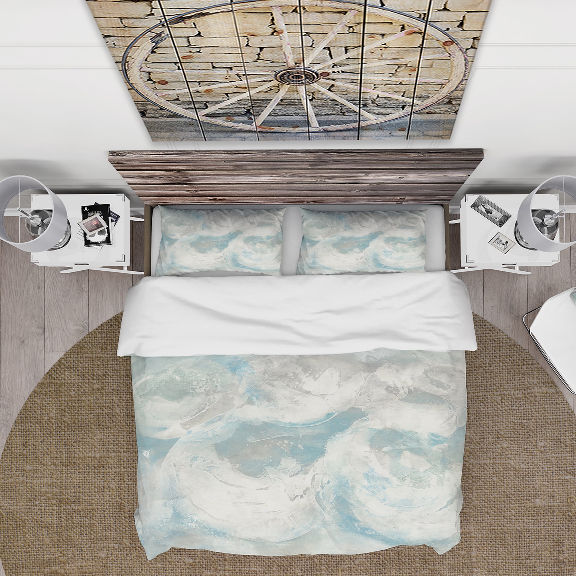 Designart 'Pale Blue Shade IV' Farmhouse Duvet Cover Set