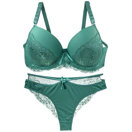 Pavied Bikini Sets for Women Push Up Bras for Women Women Bra And Panty Sets Lace 2 Piece Bra And Thong Set Underwire Bra Seamless Underwear Women S Underwear And Bras Green 100E