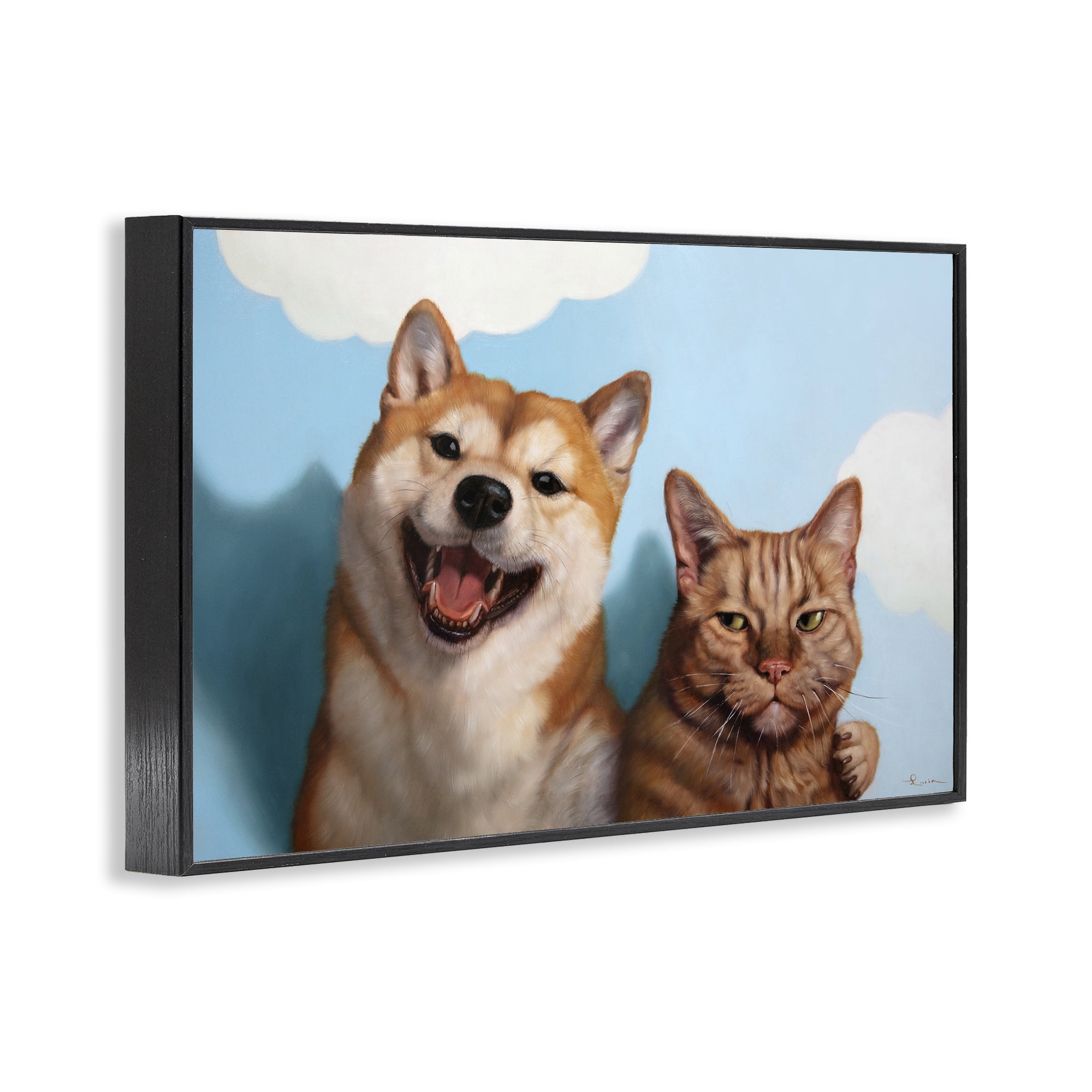 Stupell Industries Adopted Brother Dog & Cat Black Framed Giclee Art, design by Lucia Heffernan