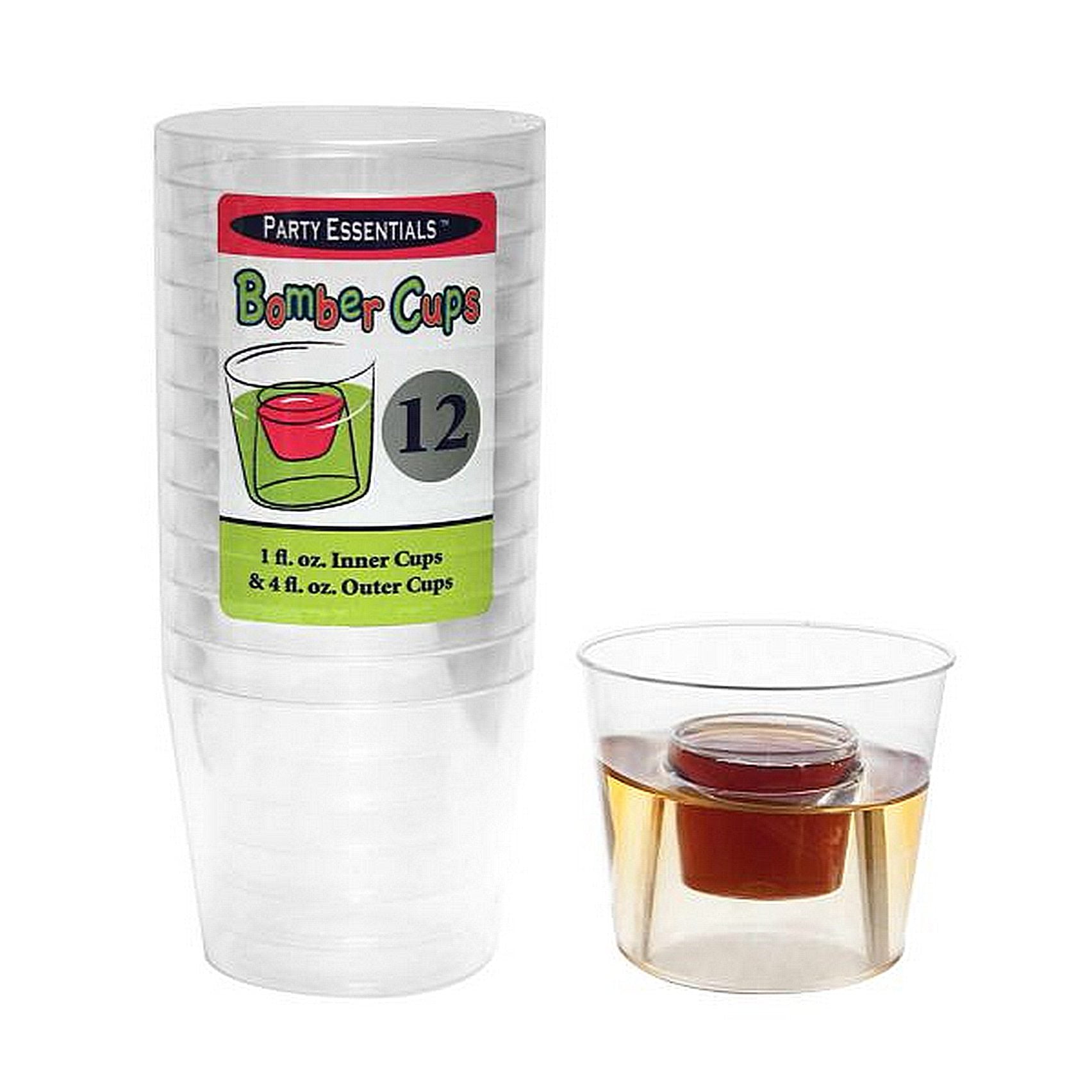 1 Party Essentials 4 Oz. Bomber Cups Clear 12 Ct. (Hard Plastic