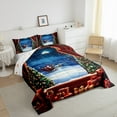 thumbnail image 3 of jejeloiu Santa Claus Full Size Comforter Sets,Chic Christmas Gifts Bedding Comforter Set,Green Xmas Tree Bedding Sets For Teens,Microfiber Bedroom Decor Reversible,3 Pieces, 3 of 8