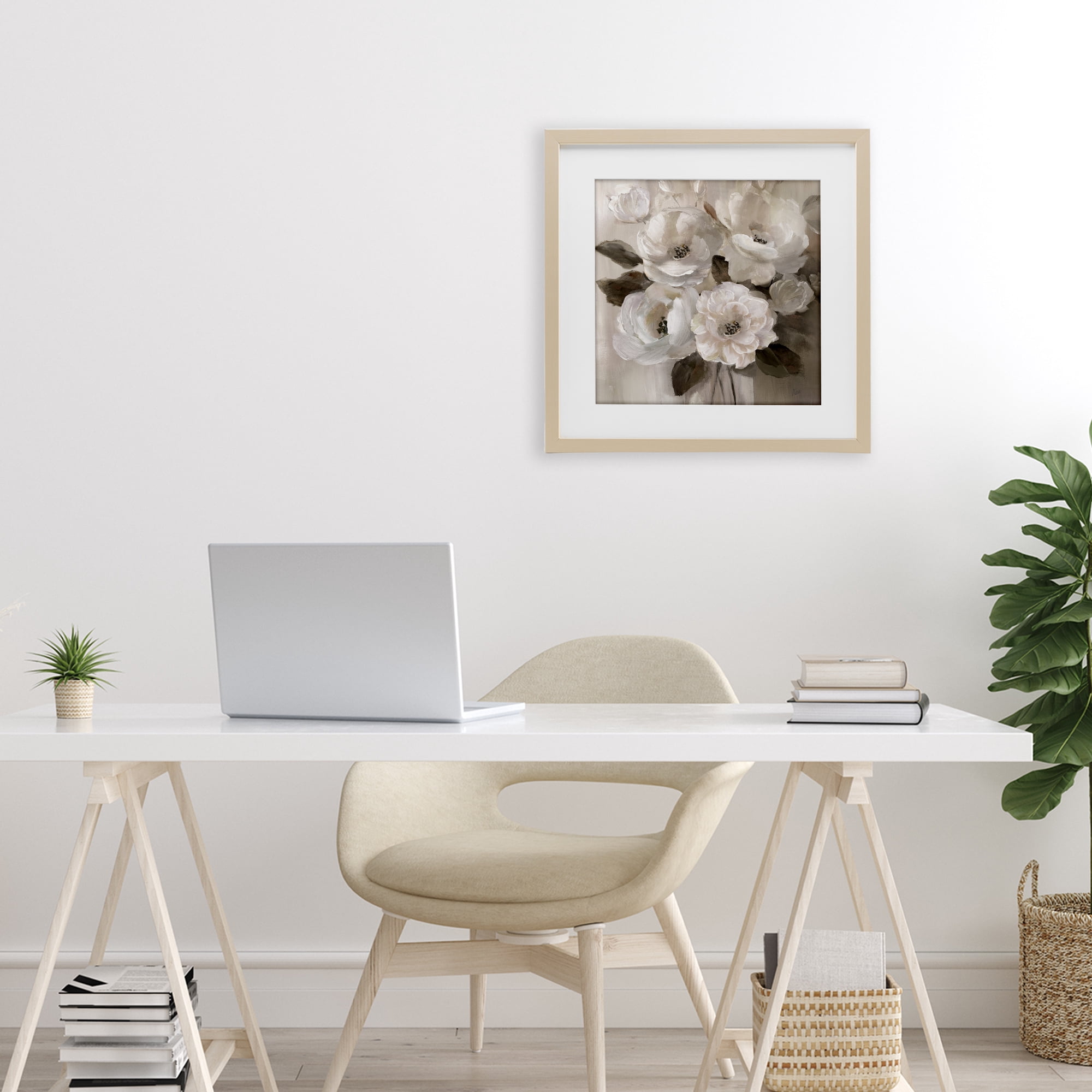 Stupell Industries Ivory Flower Bushel Birch Framed Print Under Glass, design by Nan
