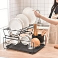 thumbnail image 2 of Dish Drying Rack, Dish Rack for Kitchen Counter, Rust-Proof Dish Drainer with Drying Board and Utensil Holder for Kitchen Counter Cabinet, 16.9” L× 12.9”W× 10.2”H, Black, 2 of 3