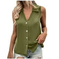 thumbnail image 2 of Summer Plus Size Tank for Women 2024 Fasion Color Loose Sleeveless Button V-Neck Vest, Summer Sale!, 2 of 9