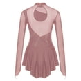 thumbnail image 2 of MSemis Women's Rhinestone Figure Ice Skating Dress Roller Skating Leotard Dusty Pink L, 2 of 5