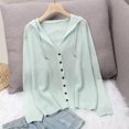 thumbnail image 3 of Duoif Lightweight Jacket Women, Women's Thin Knitted Cardigan - Loose Openwork Sun Jacket Jackets for Women Green XL, 3 of 7