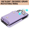 thumbnail image 5 of ShellTech for iPhone 11 Case with Card Holder and Strap - Zipper Pocket,Crossbody Lanyard Strap,Credit Card Holder,Stand Ring,Cute Phone Wallet Case for Women,Purple, 5 of 10