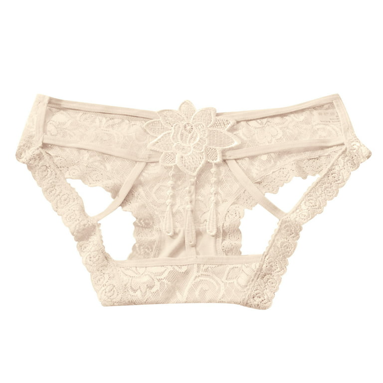 Open Crotch Panties for Women Pack Sexy Lace Underwear Female Hollow Out  Flower Embroidery for under 10 (Beige, M) at  Women's Clothing store