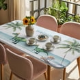 thumbnail image 3 of Coastal Table Cloths for 3 Foot Rectangle Tables, Summer Beach Nautical Ocean Palm Tree Patio Waterproof Elastic Fitted Tablecloths, Washable Rectangular Table Cover for Camping, 3 of 8