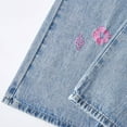 thumbnail image 4 of hengsof Girls' Floral Print Loose Fitting Button Down Jeans Wide Leg High Waist Jeans Casual Jeans for Teenagers Children Aged 6-13, 4 of 7