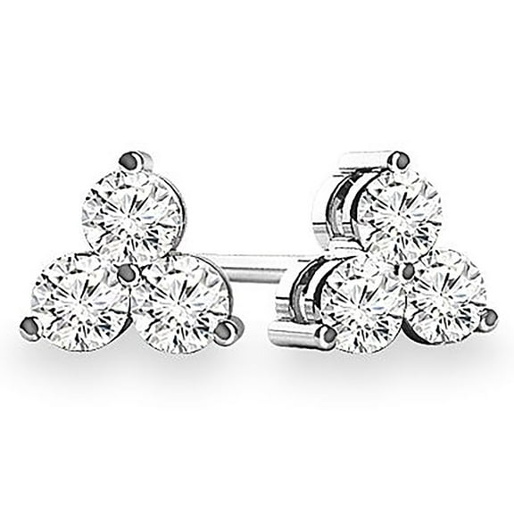 0.60 Carat Three Stone Diamond Earrings