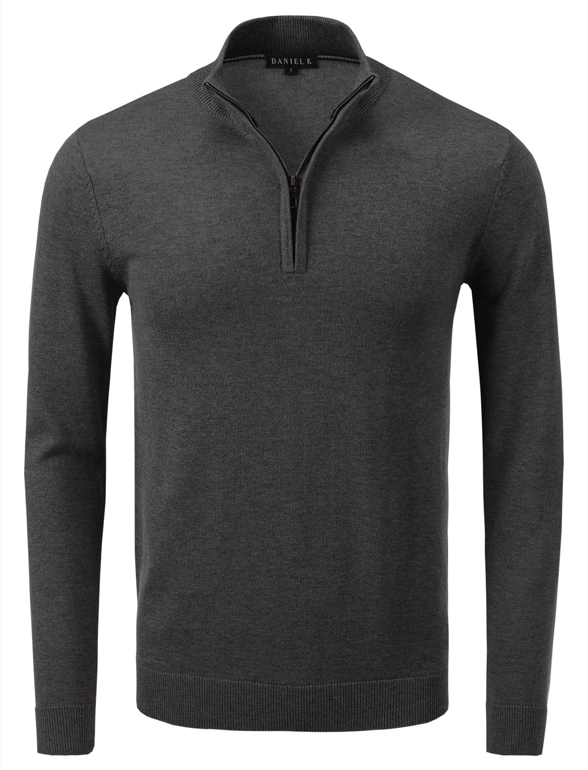 Daniel K Men's Vintage Half Zip-Front Mock Neck Sweater Dark Gray XL ...