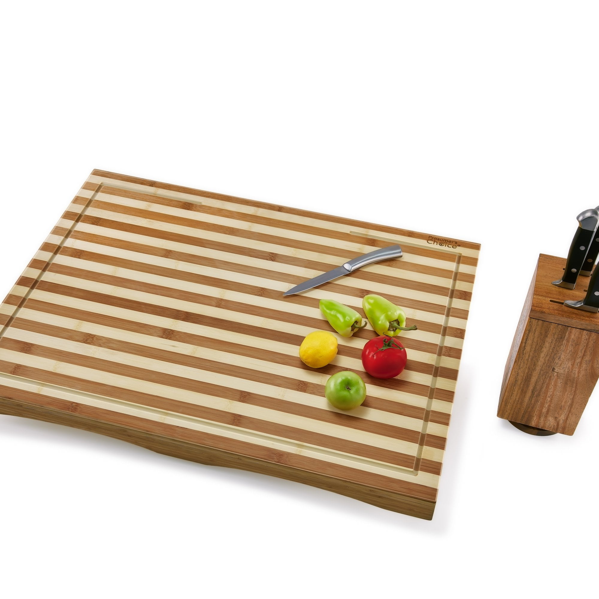 Prosumer's Choice 15.74 x 10.62 Bamboo Chopping Board with Food Container  Organizer, Wood Colour
