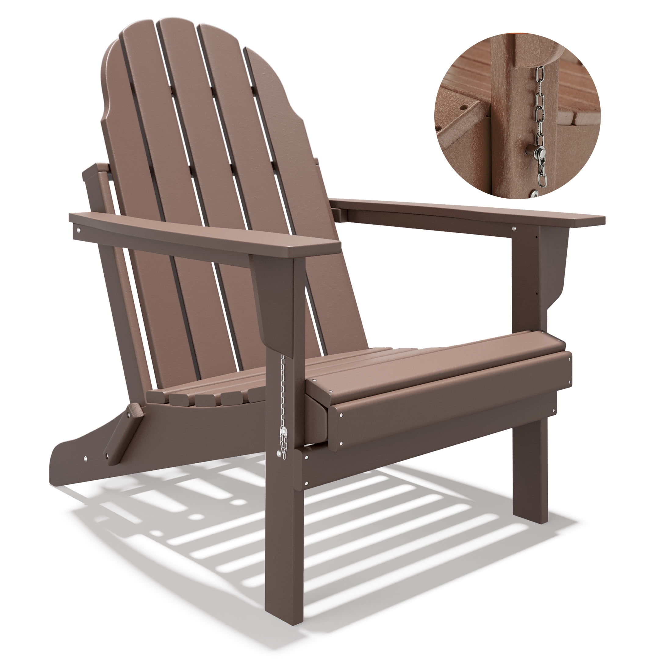 Erinnyees All-Weather Adirondack Chair,Folding Adirondack Outdoor Chair with Wooden Textured for Patio,Garden,Backyard and Lawn,Teak