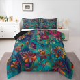 thumbnail image 1 of Erosebridal Retro Boho Floral Bedding Toddler Comforter Set,Rainbow Botanical Down Comforter,Gradient Blue Pink Bedding Sets Toddler with Comforter,Microfiber Room Decoration Reversible,2 Pieces, 1 of 7