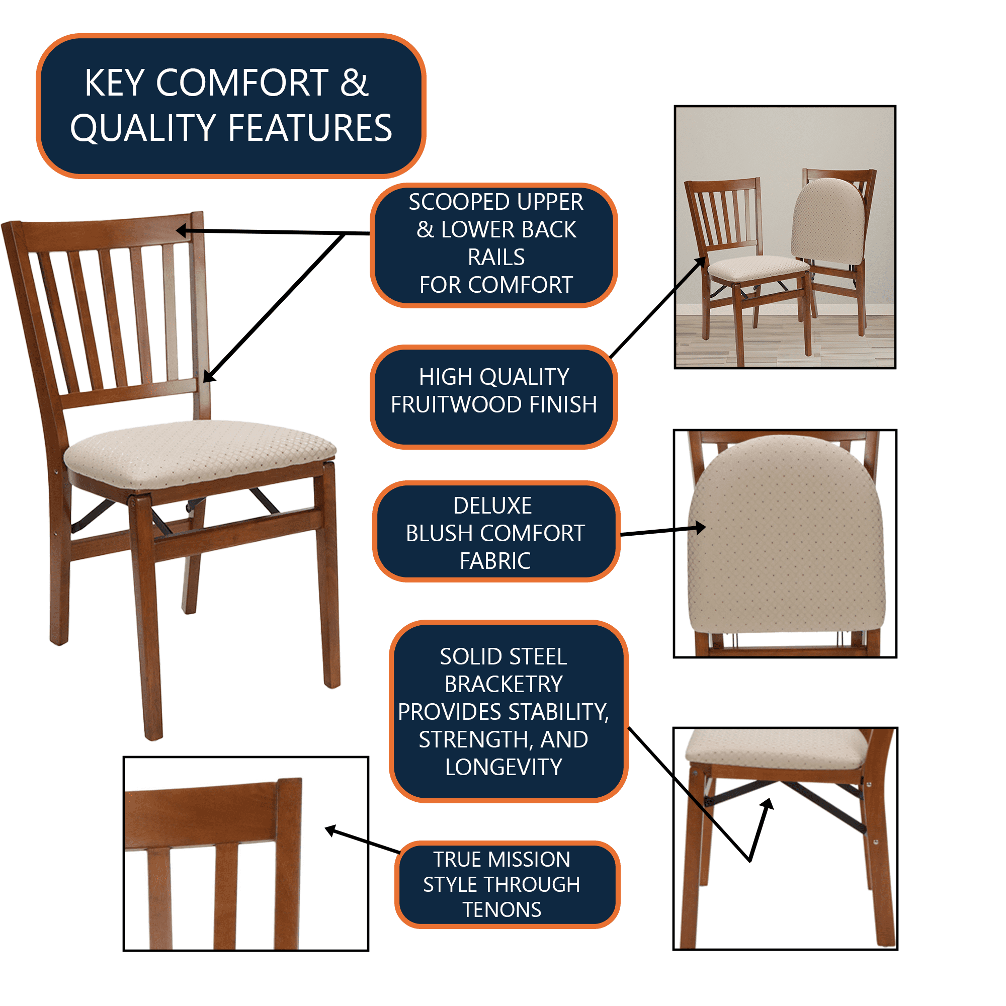 Stakmore School House Folding Hardwood Chair -Fruitwood (2-Pack)