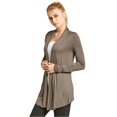 thumbnail image 3 of Cardigan - Womens Classic Chic Rayon Fabric Cardigan Sweater for Layering All Season Open Drape Cute Comfortable, Plus, Taupe, Size: Medium, Sofra, 3 of 4