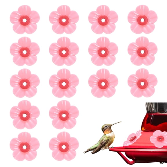 Uxcell 16-Pack Hummingbird Feeder Replacement Flowers, Plastic Hummingbird Feeding Parts Feeding Ports [Pink]