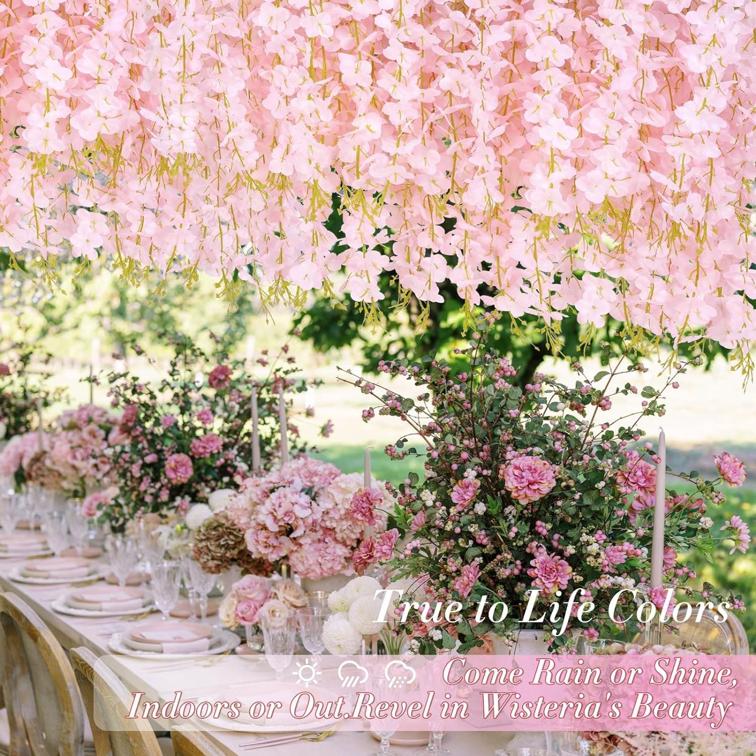 Wisteria Hanging Flowers, 3.6 Feet/Pcs Pink Wisteria Artificial Flowers, Fake Wisteria Flowers Garland, Hanging Wisteria Vines for Bedroom Wedding Home Party Wall Decoration