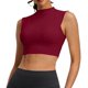 thumbnail image 2 of Basic White Tank Top Mujeres de Cuello Alto de Malla de Doble Cara Que Absorbe Golpes Yoga Top, Body Shaping Tank Tops para Mujeres con Taza Fija, 2 of 9