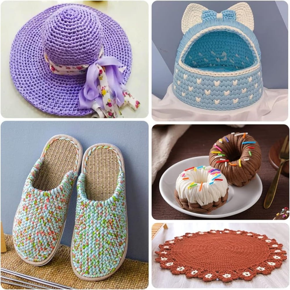 AIGIA T-Shirt Yarn Elastic Fabric Crochet Cloth Yarn Thick Knitting Yarn for Hand DIY Bag Blanket Cushion Crocheting Projects( 2/4/6PCS )