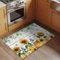 thumbnail image 2 of 2x3 Ft Entryway Area Rug, Sunflowers Kitchen Rug Runner Washable Floor Mat, Floral Green Leaves Bees Watercolor Wooden Non Slip Indoor Door Mat Throw Carpet for Bathroom Living Room Bedroom, 2 of 8