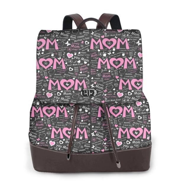 Balery Lovely Mom Ever Mochila de Cuero para Mujeres, Gran Capacidad, Bolsa de Viaje Multifuncional, Mochila de Cuero y Bolsa de Hombro para Mujeres