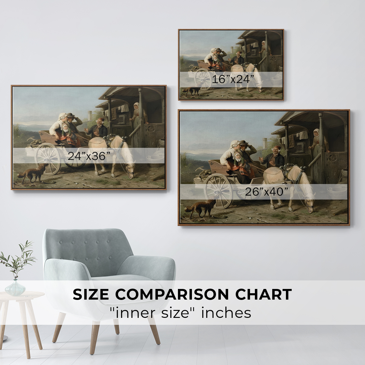 Vintage Landscape-CCXLIX By Wexford Home Framed in Walnut Wood Gallery Wrapped Canvas 17 in. x 25 in.