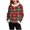 A11_Red, variant on Women's Christmas Print Sweater Long Sleeve Round Neck Pullover Top with Faux Fur Collar Ribbed Knit Texture Plush Winter Warm Cozy Casual Loose Fit Holiday Party Wear
