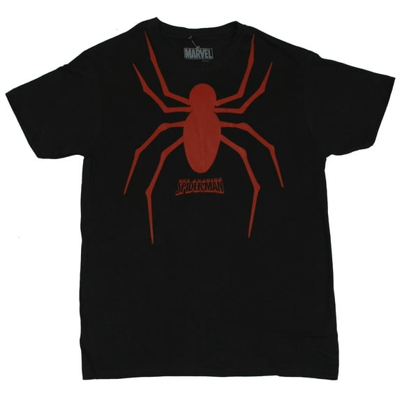 Spider-Man(Marvel Comics) Mens T-Shirt - Long Red Amazing Spidey Logo (Medium)