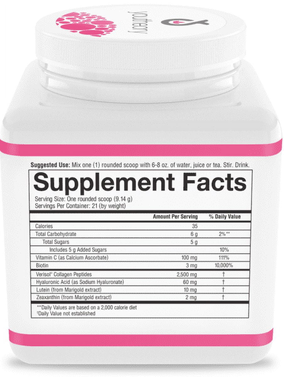 Youtheory Complete Beauty Powder Vitamin Supplement, Watermelon, 21 Servings