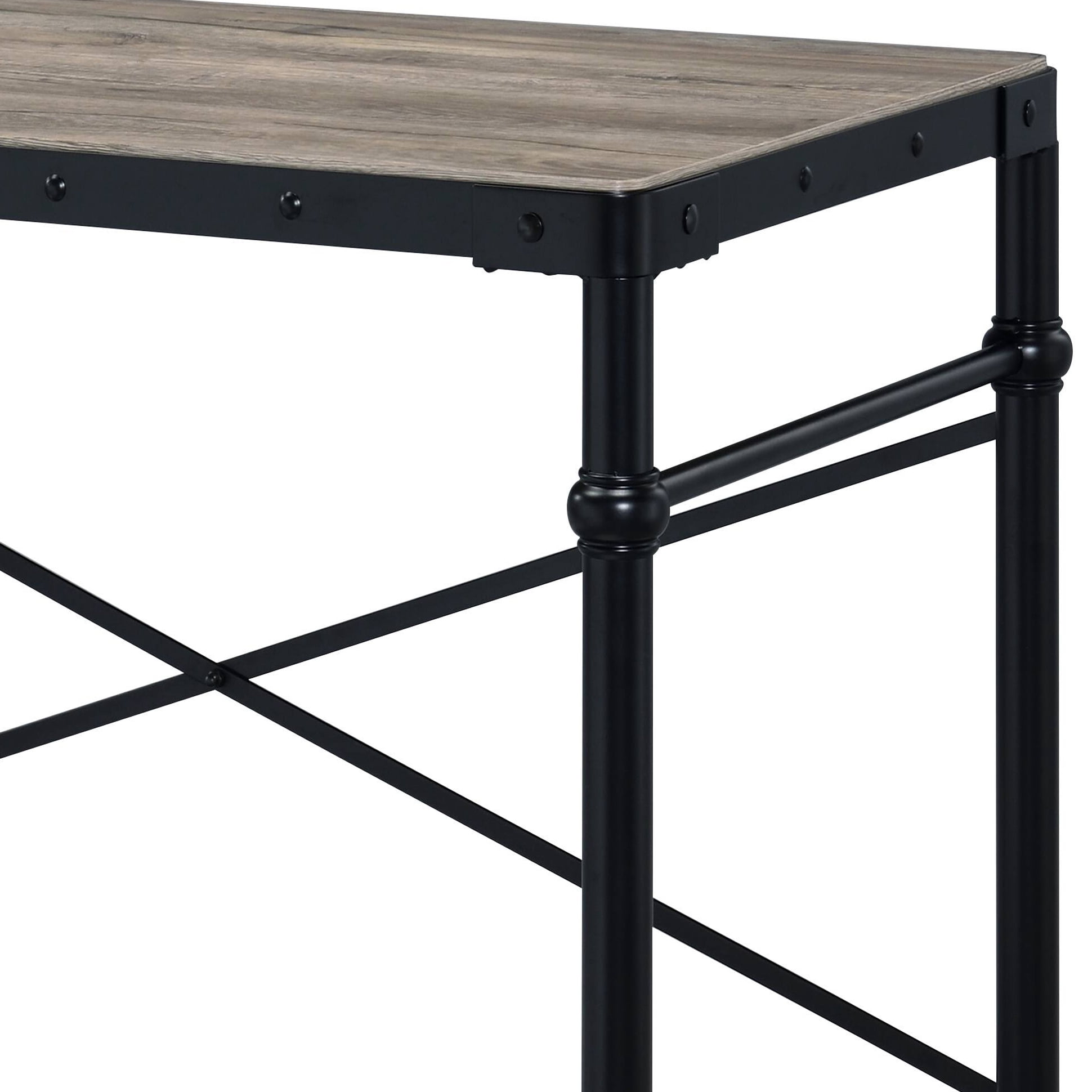 Astoutdoor Rustic Oak and Black Writing Desk with Wheels