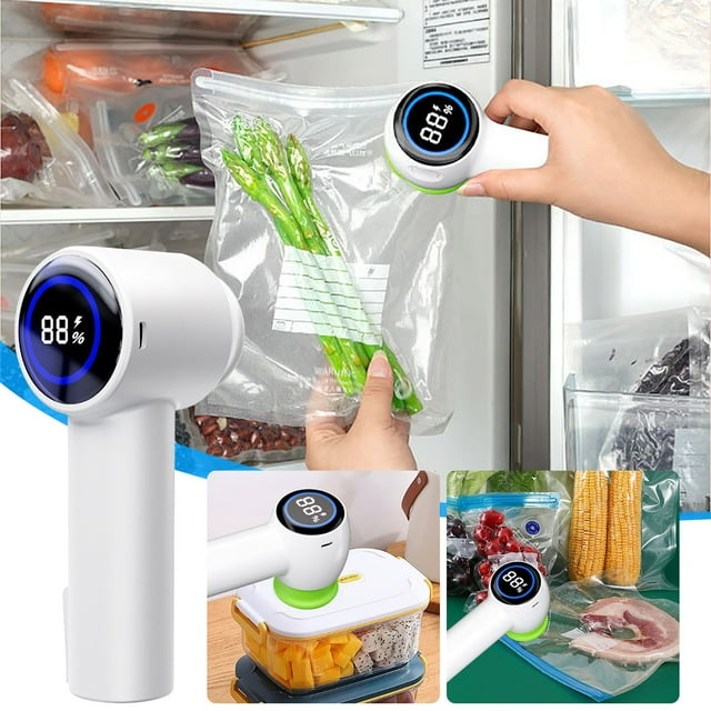 Herunwer Scelleuse sous Vide pour Aliments - Trousse de Scelleuse sous Vide Électrique, Machine de Mise sous Vide Compacte à Main avec Affichage Numérique