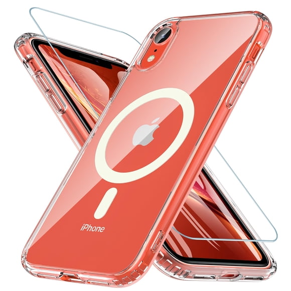 Funda para iPhone XR de Hensinple, magnética, transparente, con protector de pantalla