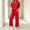 Red, variant on IUYRTFE Women's Crew Neck Short Sleeve Top and Elastic Waist Long Pants Set Casual Two Piece Lounge Outfit with Pockets
