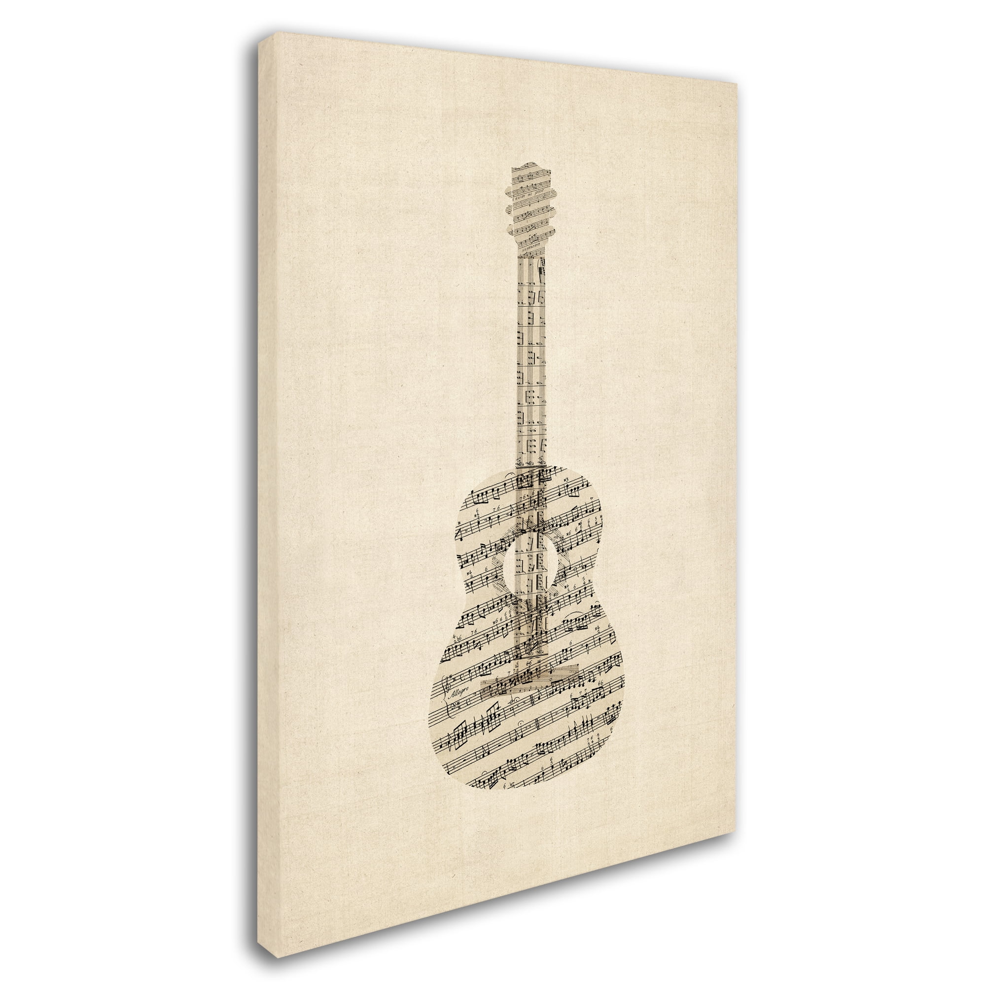 Trademark Fine Art "Acoustic Guitar Old Sheet Music" Canvas Art by Michael Tompsett