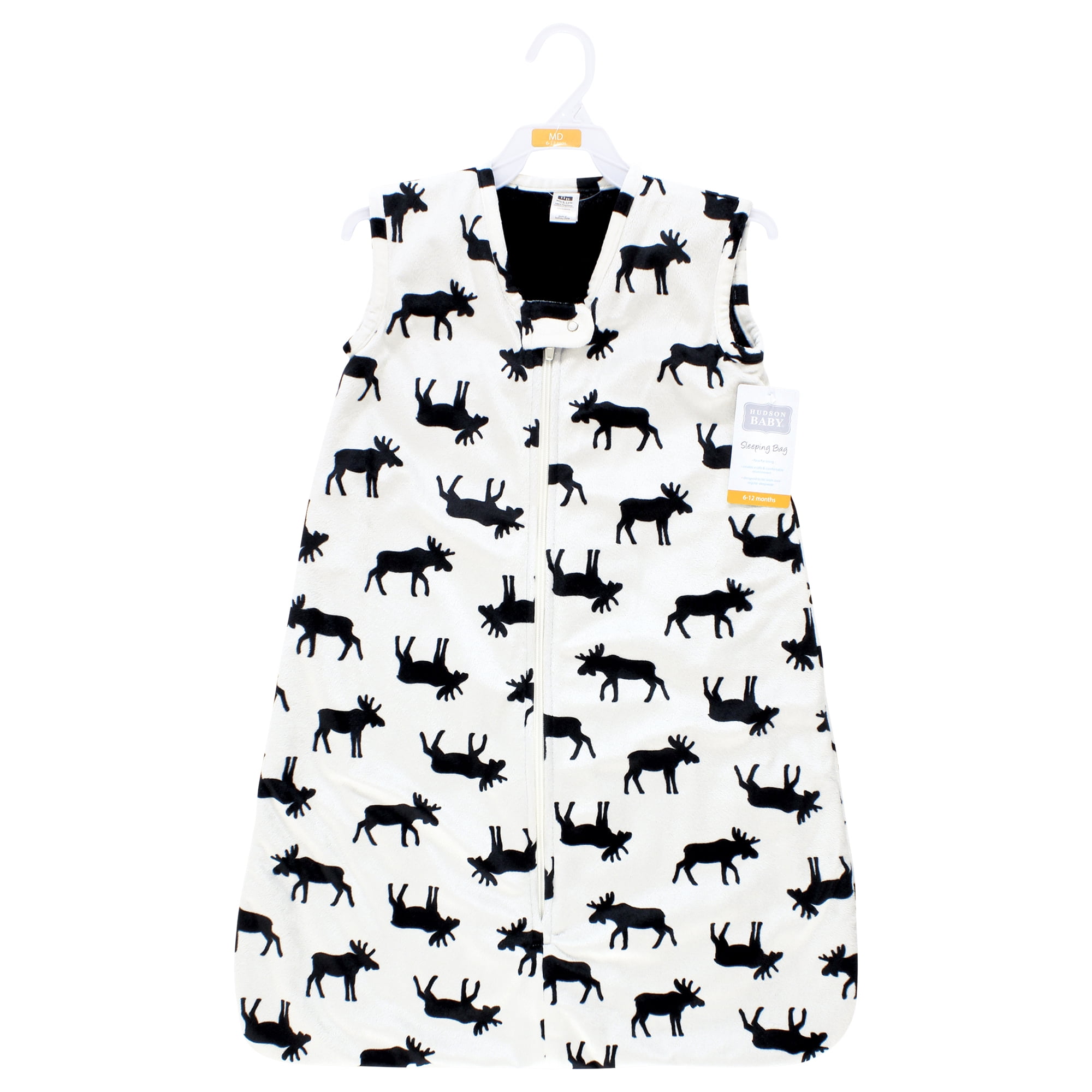 Hudson Baby Plush Faux Fur Sleeping Bag, Wearable Blanket, Moose, 6-12 Months