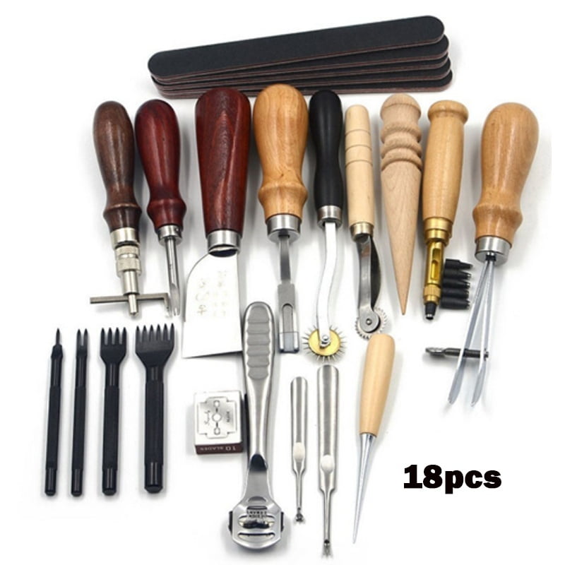 42 PCS Leather Tools Kit Craft Hand Working Set Sewing Groover Beveler Punch 