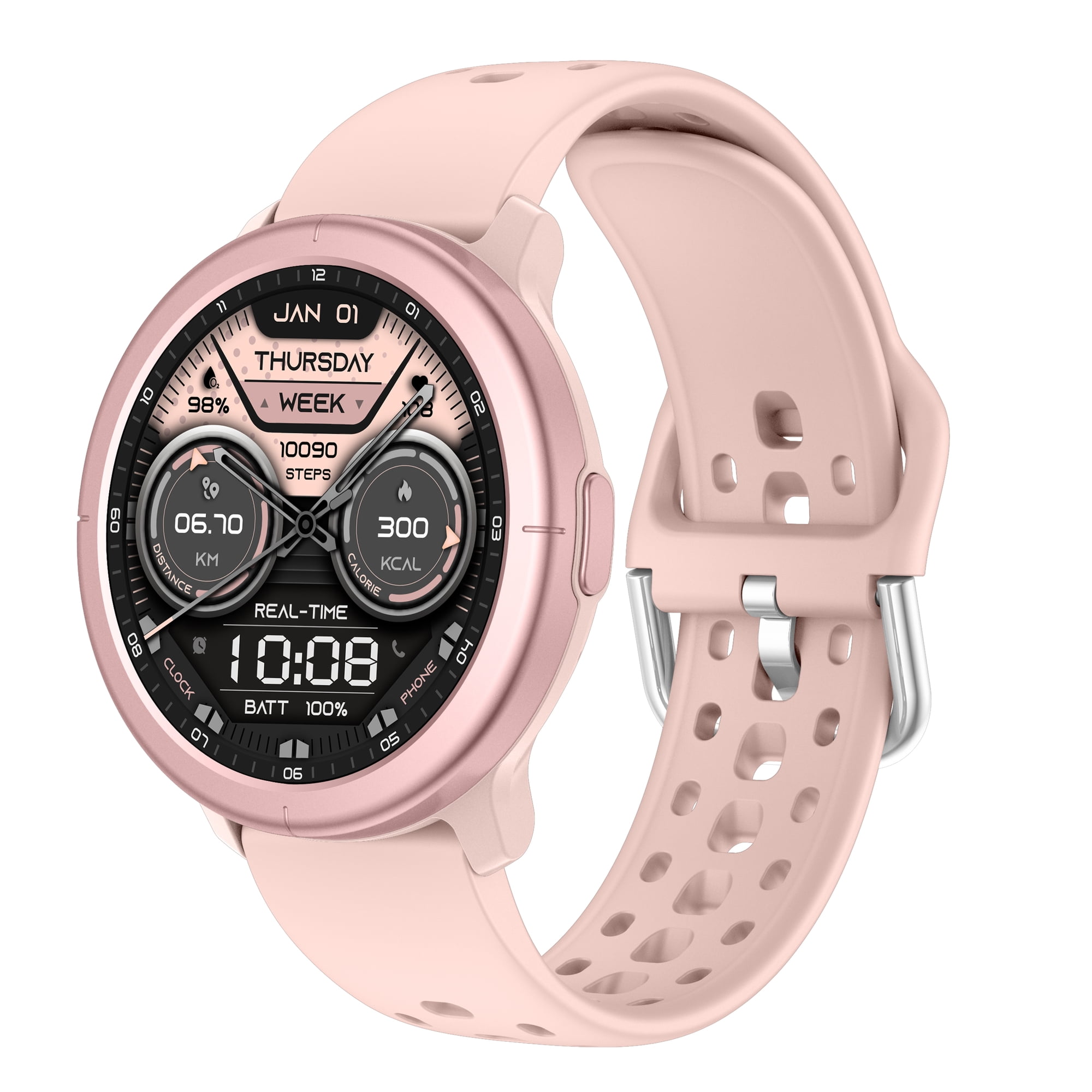 Smart Watch for Men Women, 1.32'' AMOLED Screen Activity Tracker with Answer/ Calls, JL7074 chip, 100+ Sports, Steps/Calorie, 2.5D UI, IP68 Waterproof, lightweight, Smartwatch for Android iOS, Pink