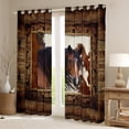 thumbnail image 2 of Homewish Teens Farmhouse Animal Horse Black Out Curtains,Lodge Cabin Curtains Pack of 2 (42x63 Each),Retro Vintage Bedroom Curtains,Super Cozy Room Decor, 2 of 6