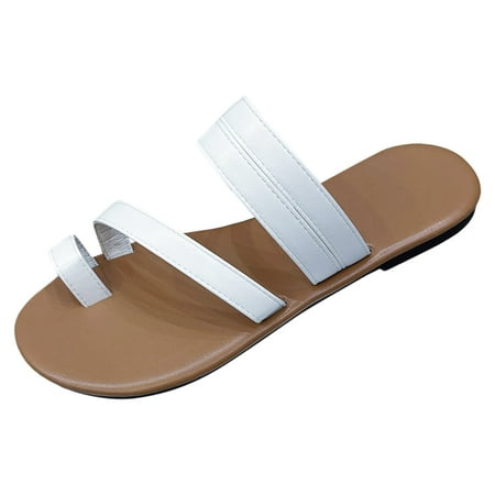 

WNVMWI Sandals Women Summer Slippers for Women Summer Black Sandals for Women White Shoes Slippers Flip Flops Women Sandals Fashion New Pattern Simple Solid Set Toe Flat Bottom Comfortable Fo Size 37