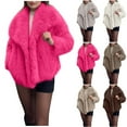 thumbnail image 5 of qucoqpe Winter Clothing for Women Trendy Long Sleeve Flully Faux Furry Coat Lightweight Warm Comfy Outwear Jacket, 5 of 5