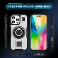 thumbnail image 2 of ELEHOLD For For iPhone 15 Pro Max Case, Military Grade Shockproof, Double Ring, Kickstand, Carbon Fiber Pattern, Breathable Heat Sink, Lens & Screen Protection, White, 2 of 9