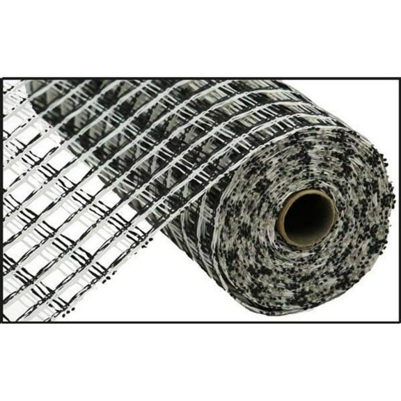 10" Poly Burlap Check Mesh Ribbon: Black  White