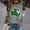 thumbnail image 2 of Penkiiy Chandail Décontracté à Manches Longues et Col Rond pour Femmes avec Trèfle, Tunique Ample, chandail Trèfle pour la Saint-Patrick, 3TG Gris, 2 of 4