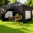 thumbnail image 4 of 10x10 Pop-Up Canopy Tent with Removable Walls, 3 Height Adjustable Easy Set up Portable Gazebo, For Camping, Black, 4 of 12