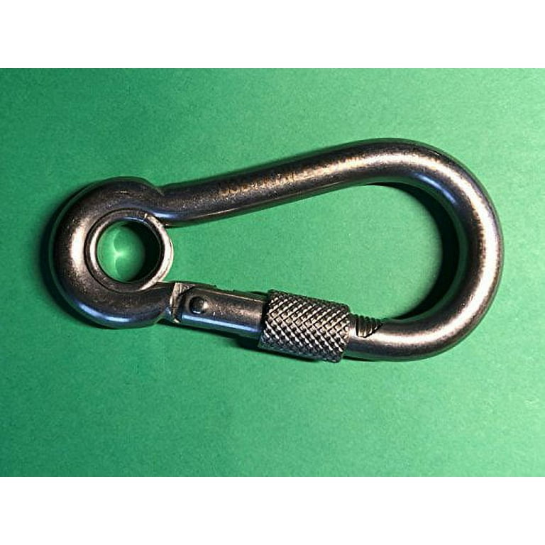 Stainless Steel 316 Spring Hook with Screw Nut and Eyelet Carabiner 3/8 inch (10mm) Marine Grade