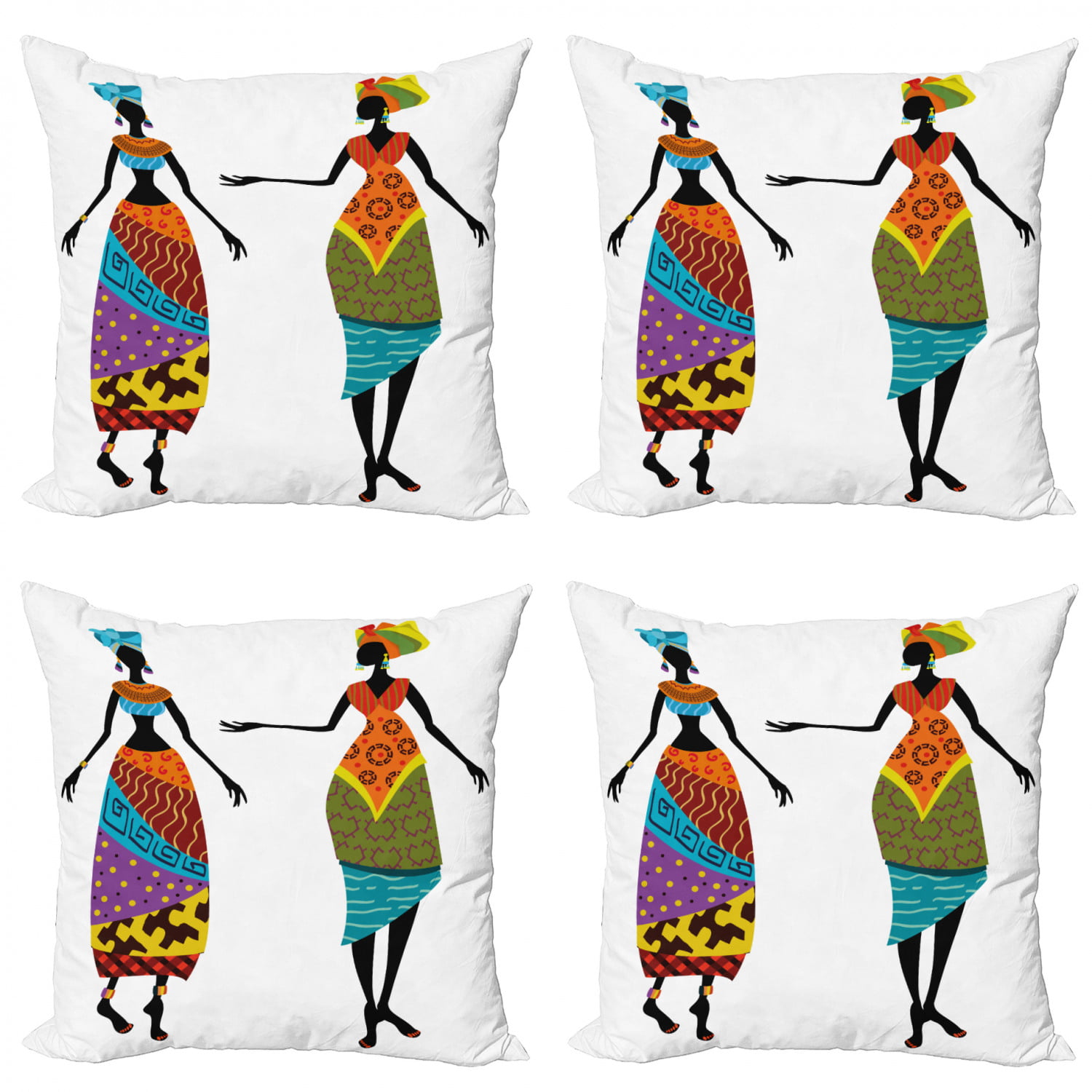 Burlap African Costume Clipart Throw Pillow Cover Ethnic Tribe Lady Cushion Case 